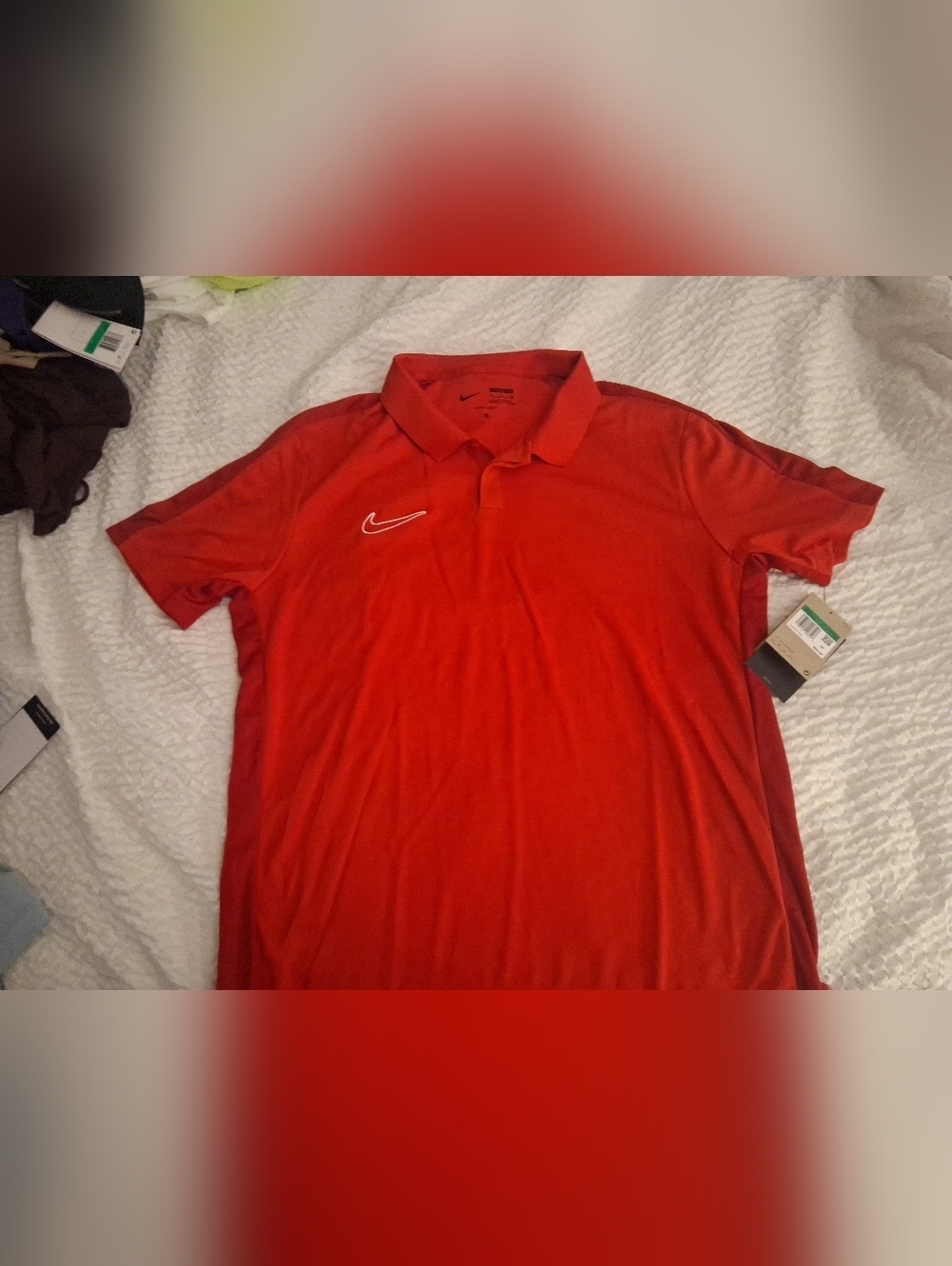 Nike Red Men's Polo with White Swoosh